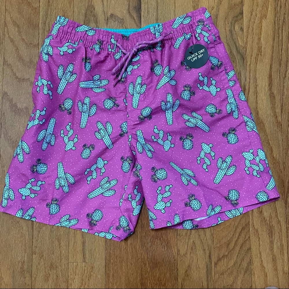 Mens NWT Pink Cactus Swim Trunks Shorts Size Small 28-30